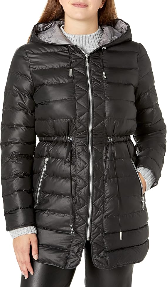 kenneth cole women's packable puffer coat with cinch